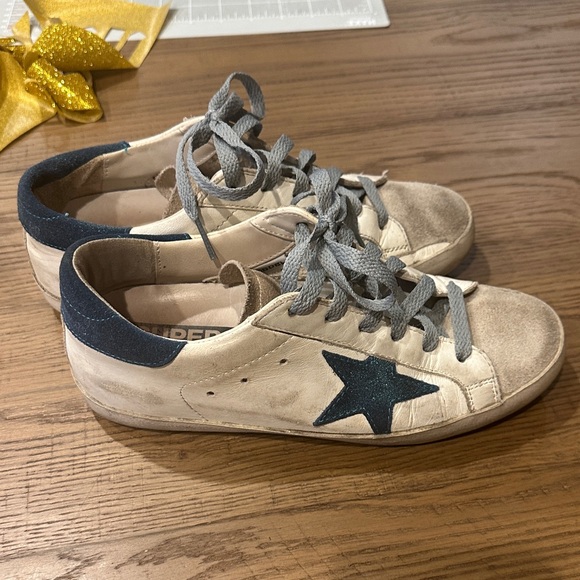 Golden Goose White and Blue Sneakers - Picture 2 of 5